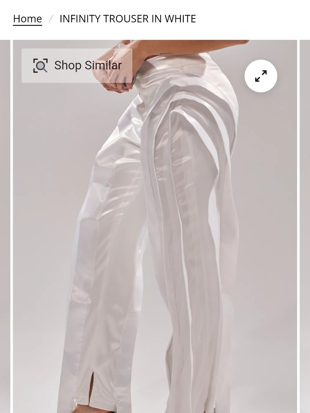 AKIRA Satin High-Rise Wide-Leg Trousers in White Size Mec Woth Stretch - Picture 3 of 6